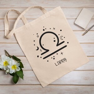 Libra Zodiac Tote Bag – Astrology Gift for Libra – Celestial Libra Sign Bag – Horoscope Tote – Birthday Gift for Her – Libra Star Sign
