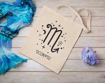 Scorpio Gift, Scorpio Tote Bag Gift, Astrology Gifts, Zodiac Sign Tote Bag, Scorpio Birthday Gift. Horoscope Natal Scorpion - ONE SIDE PRINT
