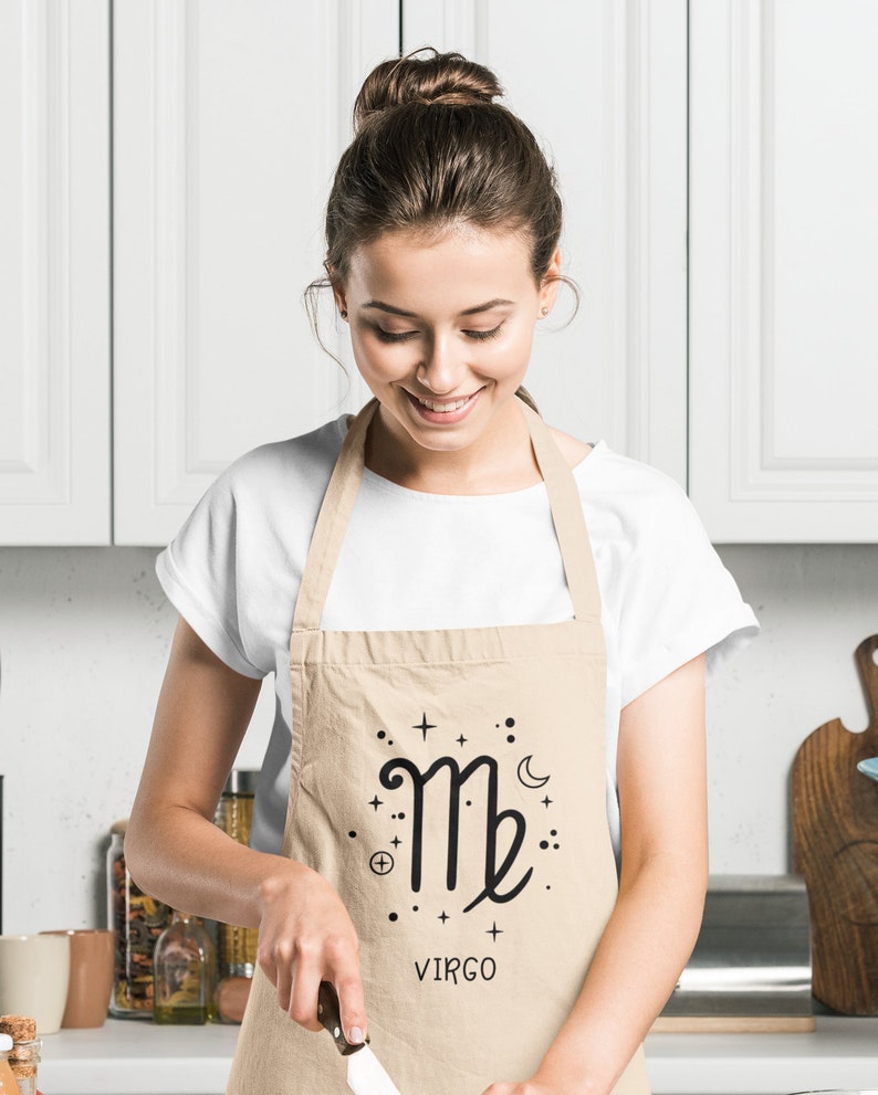 Virgo Gift, Virgo Zodiac Gift, Astrology Kitchen Apron, Zodiac Gift Virgo, Virgo Birthday Gift, Virgo Gift for Women Men, Custom Zodiac Gift 画像 3