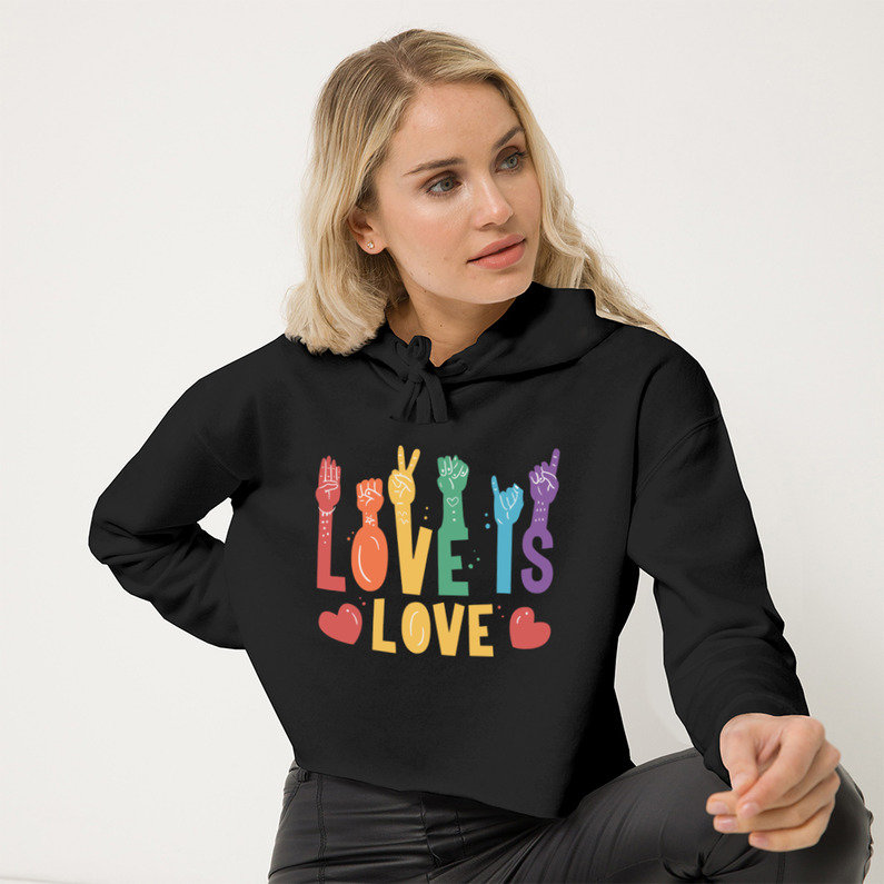 Love rainbow deals crop hoodie
