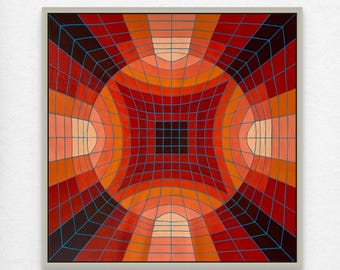 Original Acrilic on Canvas Painting 55 x 55cm Colourful Op Art, Geometric and Abstract
