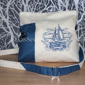 Kleine VEGANE Embroidery-Sommertasche mit BOOTS-Motiv aus Vegan Wildleder, CROSSBODY