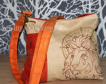 VEGAN WILDLEDER LION Motivo mandala, bolso pequeño de verano con bandolera y cierre magnético, cuidado fácil, supersuave, simplemente chic