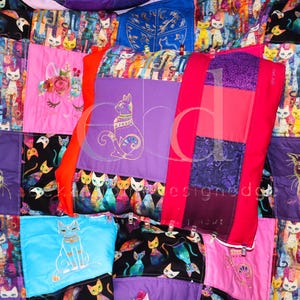 Colcha para gatos RAINBOW Summer, extralarga 150 x 225 cm, Timeless Treasure, R. Kaufman, Wilmington Designer Fabrics, pieza única, reverso de forro polar rosa.