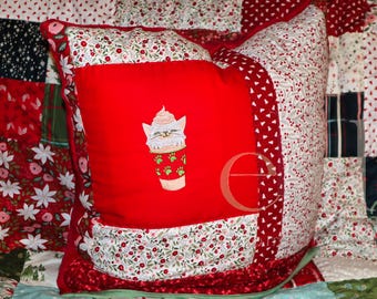 CATPUCCINO-Kissen XMAS Christmas Edition, ca. 50x50 handmade Unikat, abgesteppt und Wellnessfleecerücken, Hotelverschluss