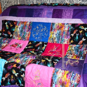 RAINBOW  Katzenquilt, Catquilt, Überlänge 150x225cm, Timeless Treasure, R. Kaufman, Wilmington Designerstoffe, Unikat, Wellnessfleecerücken