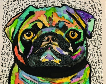 Pet Portrait colorful with loving words