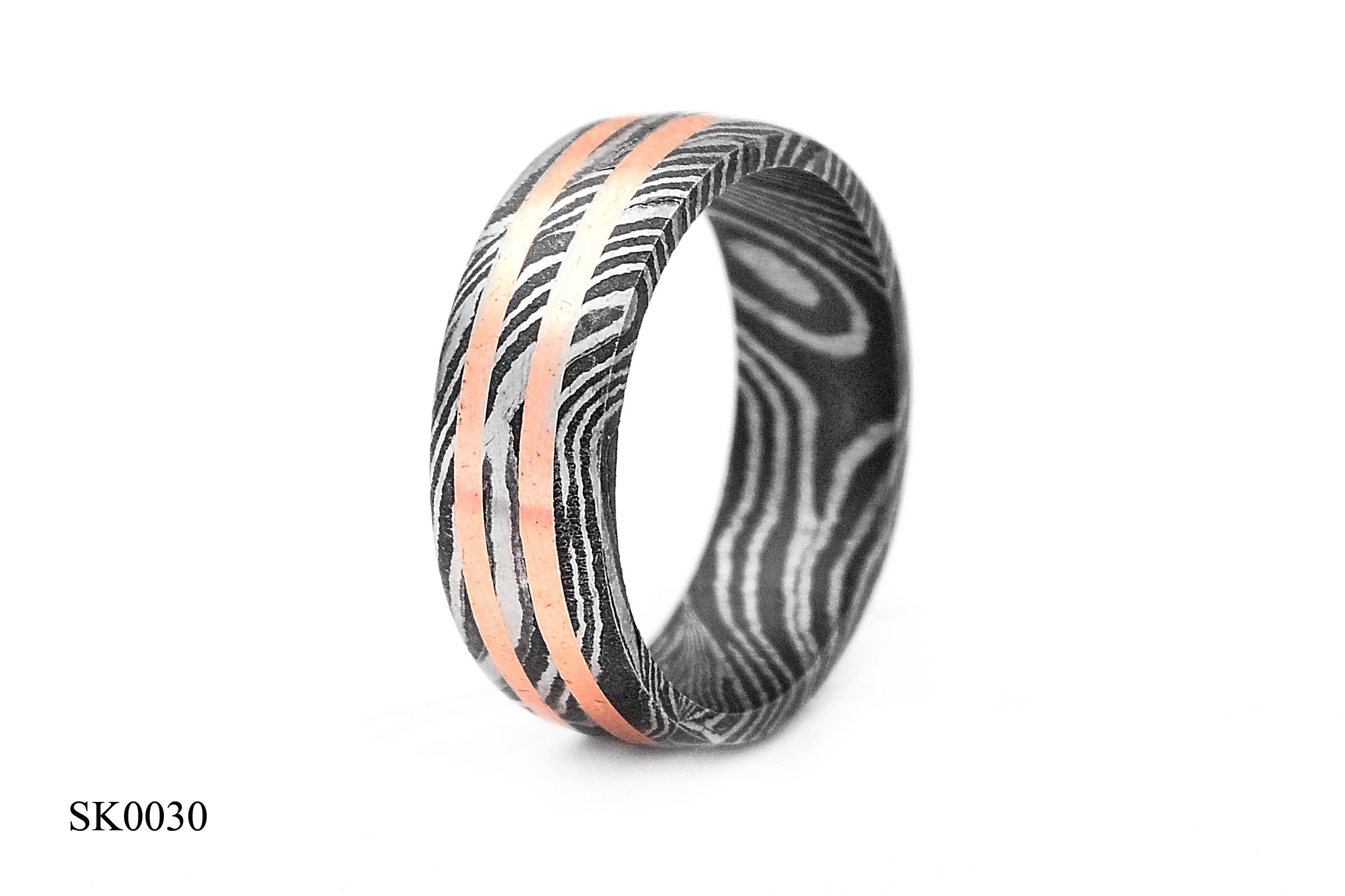 Geometric Pattern Handmade Damascus Steel Copper Men's Wedding Engagement Band Geometric Pattern Handmade Damascus Steel Copper Men's Wedding Engagement Band