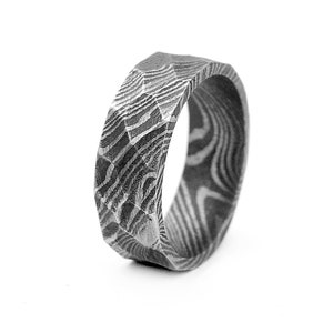 Custom Handmade Gunmetal Damascus Steel Ring Men engagement Band