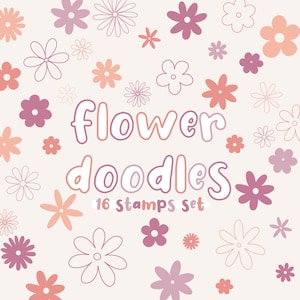 Flower Doodles Procreate Stamp Brush Set | Digital Download | Simple Doodles Stamps | Flower Brushes for Procreate | Doodle Flower Stamps