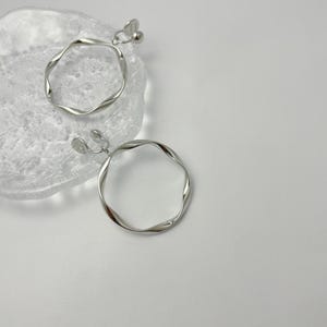 Silver Big Thin Hoop Invisible Clip On Earrings for Women, Dainty Silver Hoop Earrings, Silver Clip On Hoops, Simple Clip On Earrings
