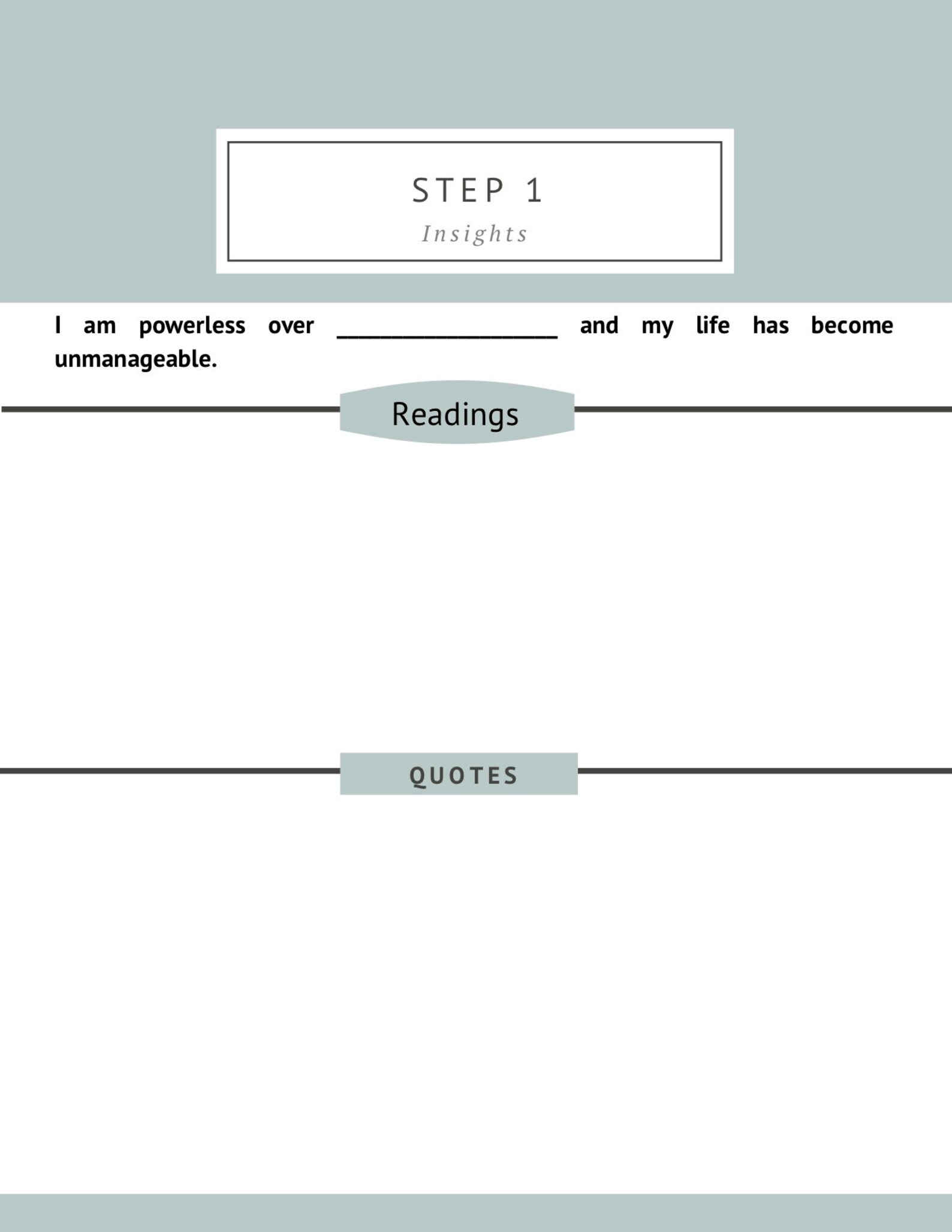 12 Step Workbook, Recovery Printable - Etsy