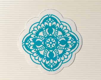 Teal Mandala Pegatina