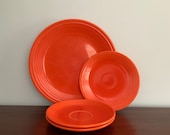 Vintage Fiesta Pottery in Original Red Saucer - 6 inch Plate - 9 inch Plate