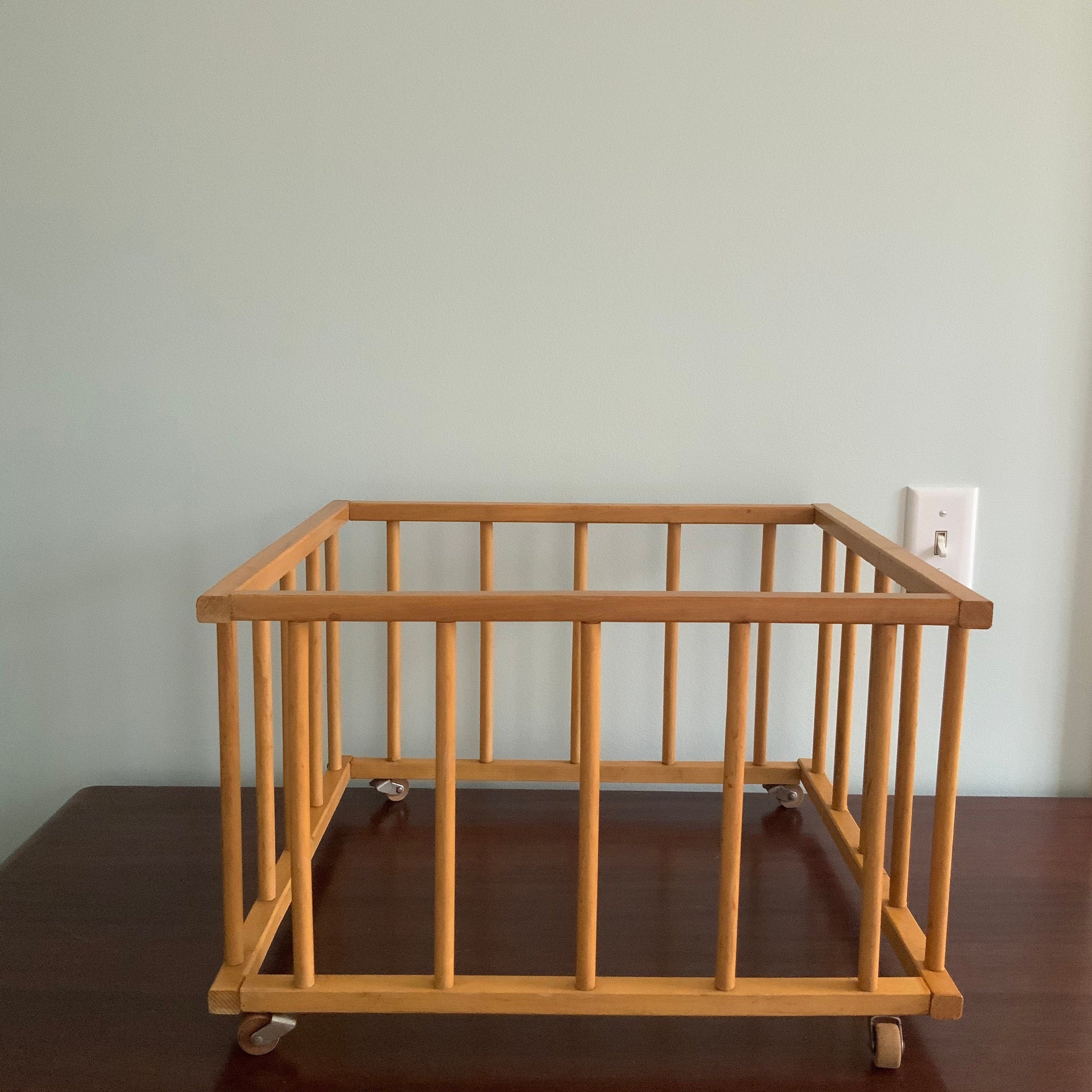 Antique Wooden Doll Crib on Wheels with Original Liner Etsy