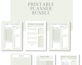 Planificador semanal todo en uno imprimible / Planificador diario, registro de autocuidado y gratitud / Descarga en PDF minimalista / Tamaño A4 Carta (EE. UU.)