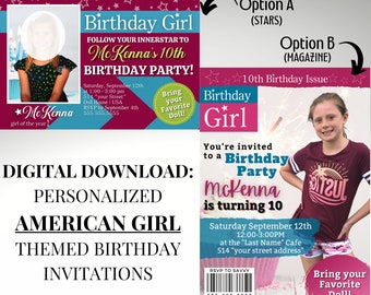 American Girl Inspired Birthday Invitation (Personalized)