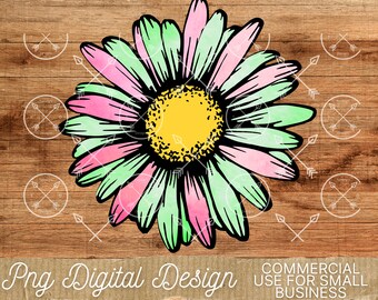Pink and Green Daisy Digital Download Clipart, png, image download, digital design, digital download, Sublimation Designs, Sublimation Downl