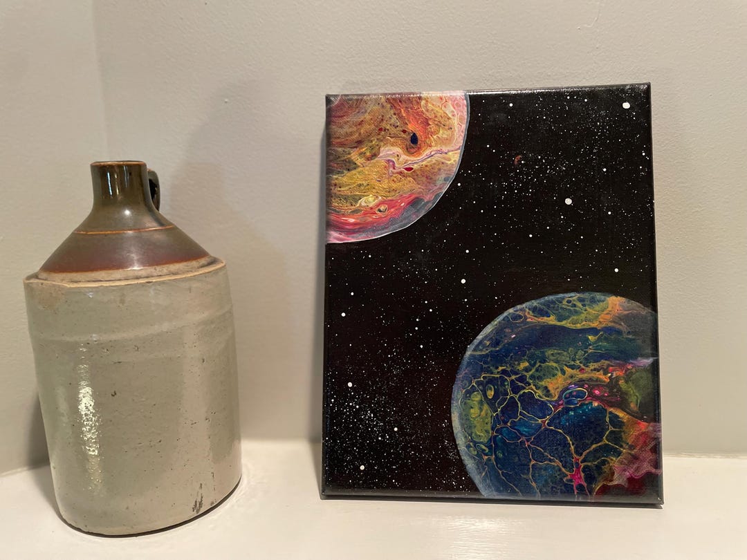 Sci-fi Planets Acrylic Paint Pour Art – Original Space Painting - Etsy