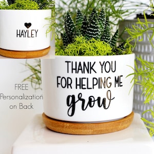 Thank you for helping me grow | nanny gift | daycare gift | teacher gift | nanny christmas gift | personalized teacher | custom pot