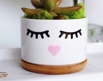 eyelashes pot |  succulent planter | best friend gift | funny planter | small succulent pot | lash studio | lash salon | lashes