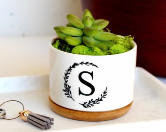 Initial Pot |  Gift with Initial |  initial gift | personalized pot | custom pot | small succulent pot