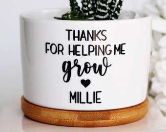 Thanks for helping me grow | nanny gift | daycare gift | teacher gifts | custom pot | end of school year | teacher appreciation gift