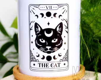Mystic Cat Tarot Card Planter: Black Cat Lover Gift