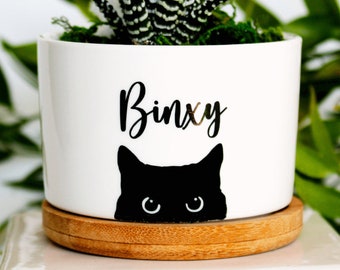 personalized black cat plant pot | cat planter | personalized cat | cat lover gift | custom black cat pot | black cat planter | cat mom