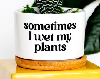 Sometimes I wet my plants | funny planter | small plant pot | funny plant pot | clean humor | birthday gift for plant lover | pee my pants