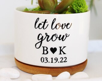 let love grow, couple gift | wedding gift | wedding shower | engagement gift | newly engaged couple | personalized couple gift | custom pot