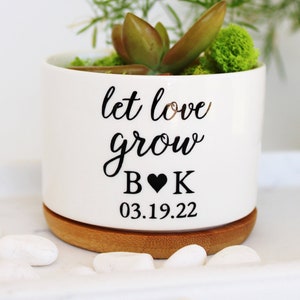 let love grow, couple gift | wedding gift | wedding shower | engagement gift | newly engaged couple | personalized couple gift | custom pot