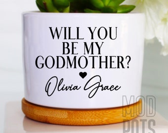Godmother Proposal Gift: Personalized Mini Succulent Planter