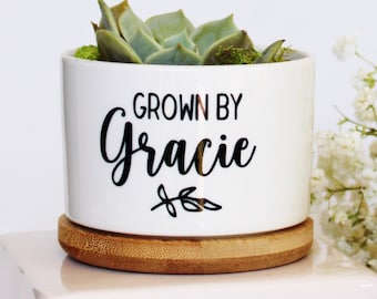 grown by name, custom plant pot, personalized planter, personalized plant pot, personalized pot, custom planter, personalized gift