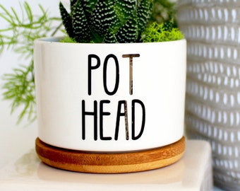 pot head, succulent pot, pot head gift