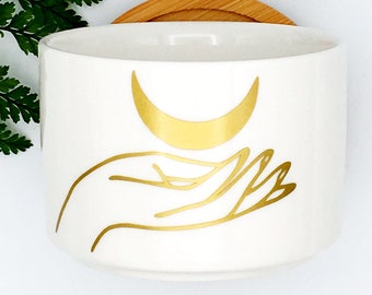 In her hand, Hand and Moon, Celestial, Crescent Moon, Succulent Planter, Succulent Pots, Best Friend Gift
