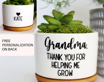 Grandma, thank you for helping me grow | grandma christmas gift | gift for grandma | grandmother gift | gift from grandkid | custom pot