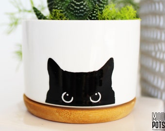 black cat planter | cat plant pot | cat lover gift | cat pot | cat planter | cat planter pot | cat mom | black cat | cats and plants | cats