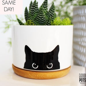 black cat planter cat plant pot cat lover gift cat pot cat planter cat planter pot cat mom black cat cats and plants cats image 1