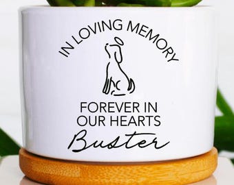 in loving memory dog memorial planter for loss of dog | pet memorial gift | forever in our hearts dog loss gift