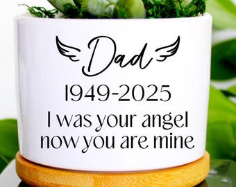 I was your angel now you are mine | loss of father from daughter memorial planter | angel wings | dad in heaven sympathy gift for dad