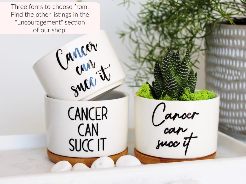 Cancer Can Succ It™, succulent planter, cancer survivor gift, Cancer can succ it, cancer can suck it, cancer survivor, cancer free image 11