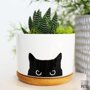 black cat planter | cat plant pot | cat lover gift | cat pot | cat planter | cat planter pot | cat mom | black cat | cats and plants | cats