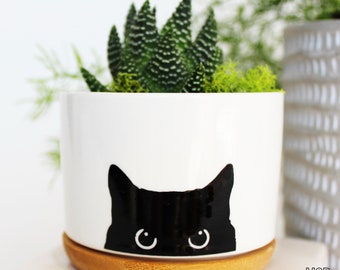 black cat planter | cat plant pot | cat lover gift | cat pot | cat planter | cat planter pot | cat mom | black cat | cats and plants | cats