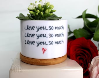 I Love You So Much Planter: Austin Souvenir with Wood Tray