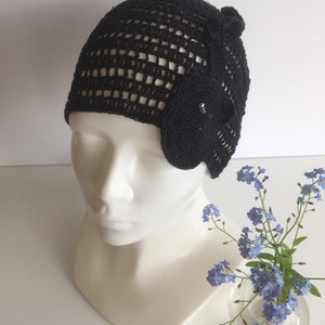 Crochet Linen Summer Hat: Cat Decor, Handmade Knit