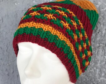 Lithuanian Flag Knit Hat: Wool Blend Winter Headgear