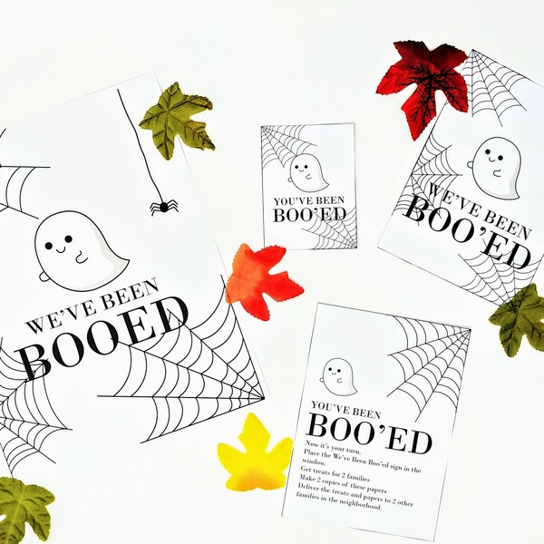 You've Been Booed Printable  - INSTANT DOWNLOAD - 8.5x11, 5x7  Black and White You've been Boo'd, Boo your neighbor game, Halloween activity