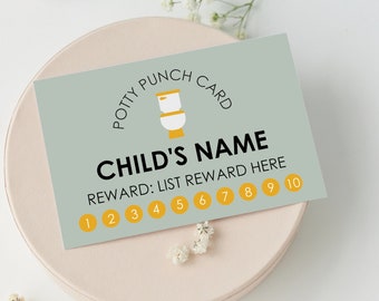 Printable Potty Training Punch Card - INSTANT DOWNLOAD - EDITABLE Text - Children's reward system, Reward Chart, Potty Training Reward