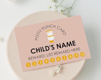 Printable Potty Training Punch Card - INSTANT DOWNLOAD - EDITABLE Text - Children's reward system, Reward Chart, Potty Training Reward